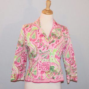 Island Republic Size 6 Bright Tropical Print Jacket EUC